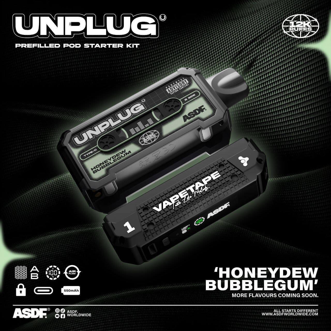 vapetape-unplug-12000-honeydew-bubblegum_(SG VAPE COD)